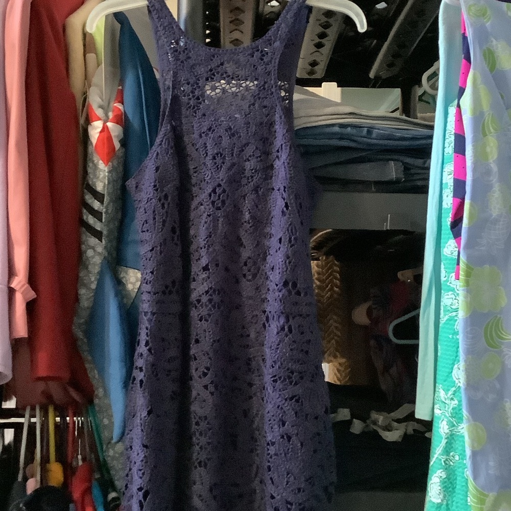 Lilly Pulitzer True Navy Knit Crochet Dress, Jaimie shift, M